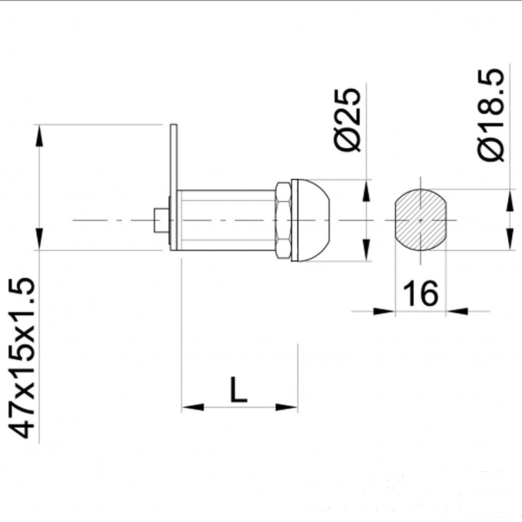 Cylinder cam lock (20mm thread length) Parnells site